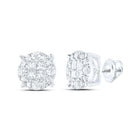 14K White Gold Princess Diamond Cluster Earrings - Splendid Jewellery