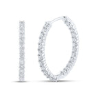14K White Gold Elegant Hoop Earrings with Diamond with Natural Sparkle - Splendid Jewellery