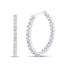 Load image into Gallery viewer, 14K White Gold Elegant Hoop Earrings with Diamond with Natural Sparkle - Splendid Jewellery