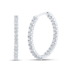 14K White Gold Elegant Hoop Earrings with Diamond with Natural Sparkle - Splendid Jewellery