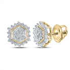 Gold Round Diamond Cluster Earrings - Splendid Jewellery