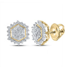 Gold Round Diamond Cluster Earrings - Splendid Jewellery
