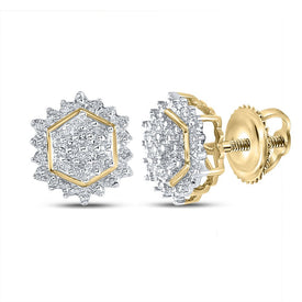 Gold Round Diamond Cluster Earrings - Splendid Jewellery