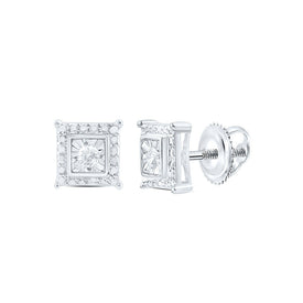Sterling Silver Elegant Stud Earrings with Diamond with Natural Sparkle - Splendid Jewellery