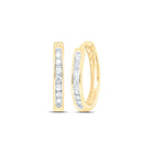 10K Yellow Gold Round Diamond Hoop Earrings - Splendid Jewellery