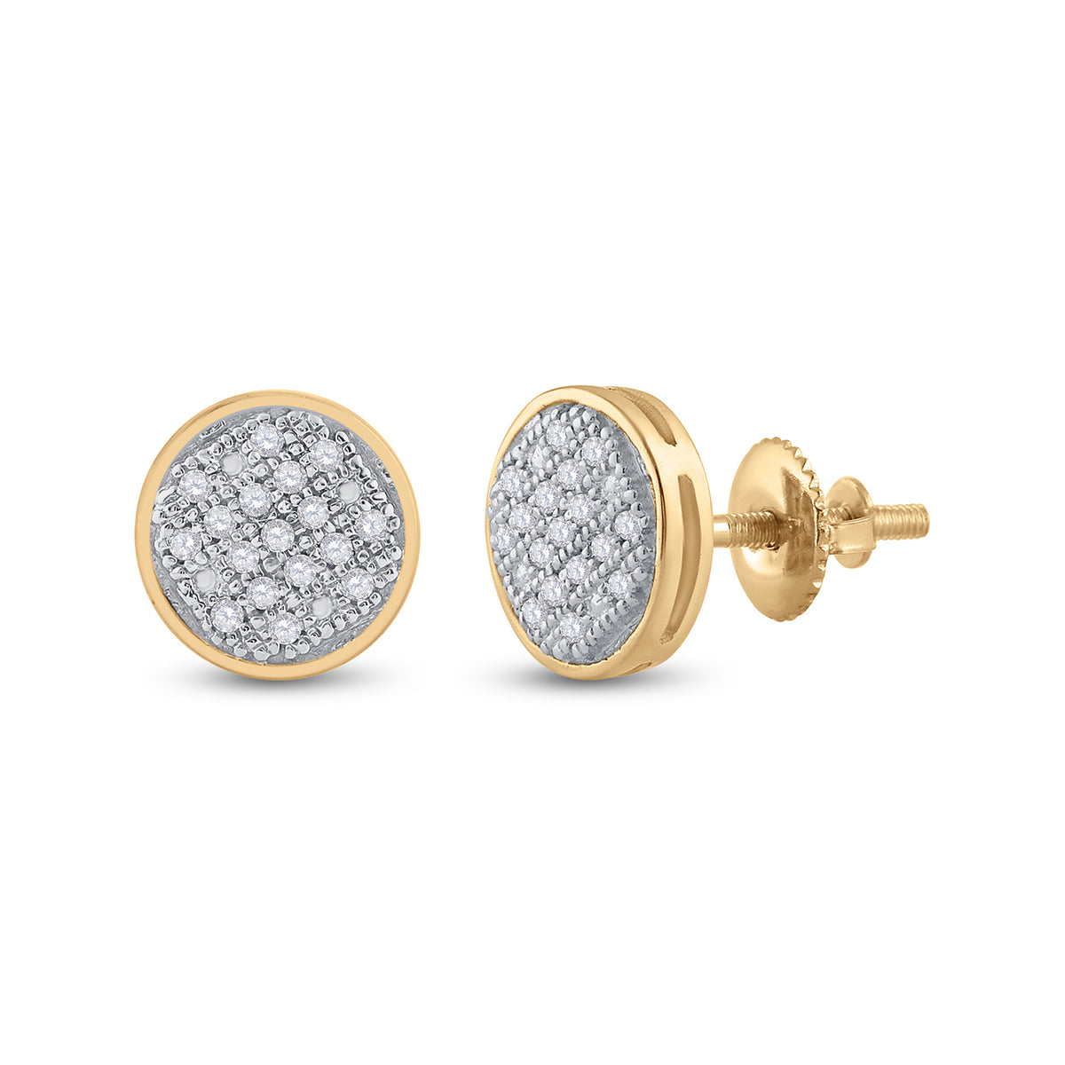 Diamond Cluster Earrings in 10K Yellow Gold - Splendid Jewellery