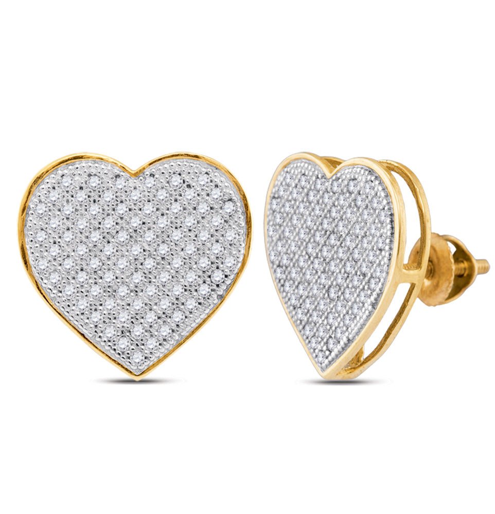 10K Yellow Gold Diamond Cluster Earrings 1/2 Cttw - Splendid Jewellery