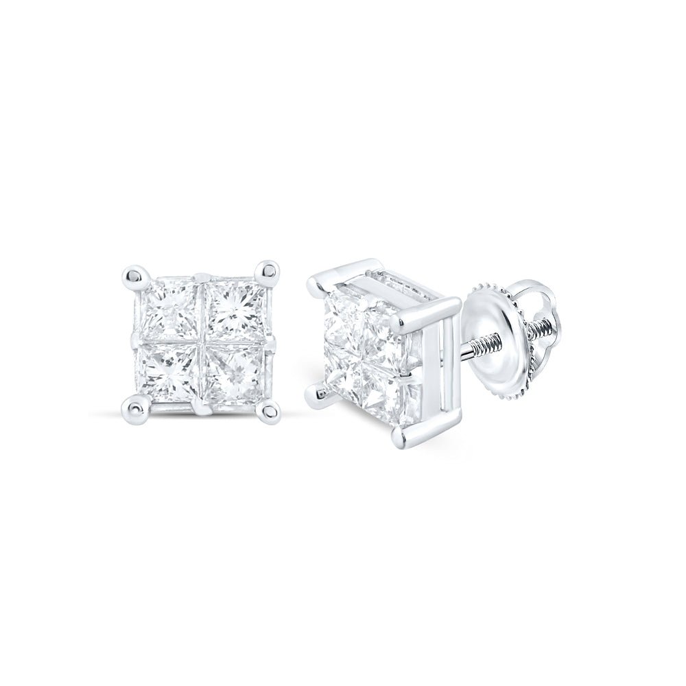14K White Gold Diamond Earrings for Everyday Wear Gift Edition - Splendid Jewellery