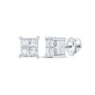 Princess Diamond Earrings in 14K White Gold with Elegant Styling - Splendid Jewellery