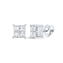 Load image into Gallery viewer, Princess Diamond Earrings in 14K White Gold with Elegant Styling - Splendid Jewellery