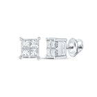 Princess Diamond Earrings in 14K White Gold with Elegant Styling - Splendid Jewellery