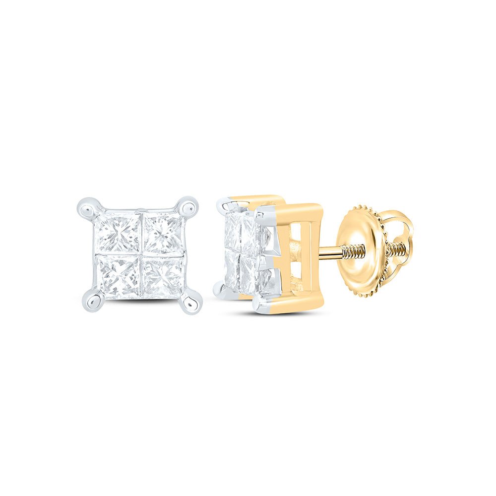 14K Yellow Gold Gift - Ready Diamond Earrings with Natural Sparkle - Splendid Jewellery