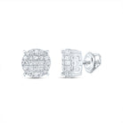Diamond Cluster Earrings in 14K White Gold - Splendid Jewellery
