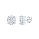Diamond Cluster Earrings in 14K White Gold - Splendid Jewellery