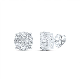 Diamond Cluster Earrings in 14K White Gold - Splendid Jewellery