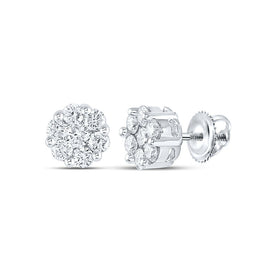 14K White Gold Diamond Stud Earrings 1 Cttw - Splendid Jewellery