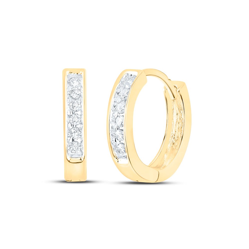 10K Yellow Gold Diamond Hoop Earrings 1/8 Cttw Gift Edition - Splendid Jewellery