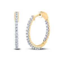 Load image into Gallery viewer, 14K Yellow Gold Round Diamond Hoop Earrings - Splendid Jewellery