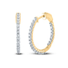 14K Yellow Gold Round Diamond Hoop Earrings - Splendid Jewellery
