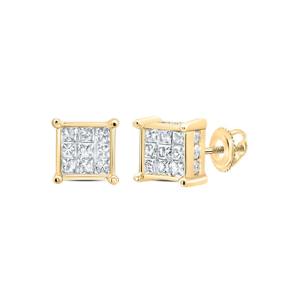 14K Yellow Gold Elegant Stud Earrings with Diamond with Natural Sparkle - Splendid Jewellery