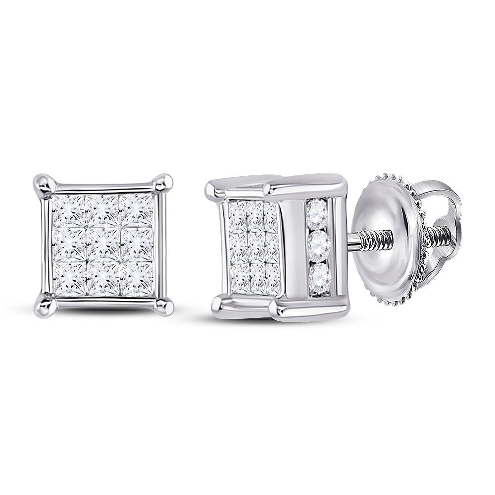 Princess Diamond Earrings in 14K White Gold Gift Edition - Splendid Jewellery