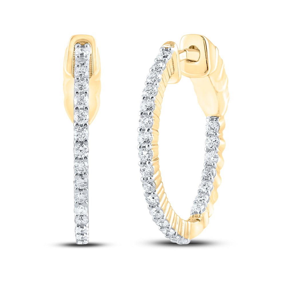 Diamond Hoop Earrings in 10K Yellow Gold with Natural Sparkle - Splendid Jewellery