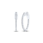 10K White Gold Diamond Hoop Earrings 1/2 Cttw - Splendid Jewellery
