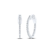 Load image into Gallery viewer, 10K White Gold Diamond Hoop Earrings 1/2 Cttw - Splendid Jewellery