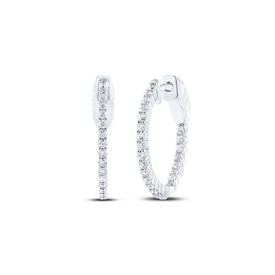 10K White Gold Diamond Hoop Earrings 1/2 Cttw - Splendid Jewellery