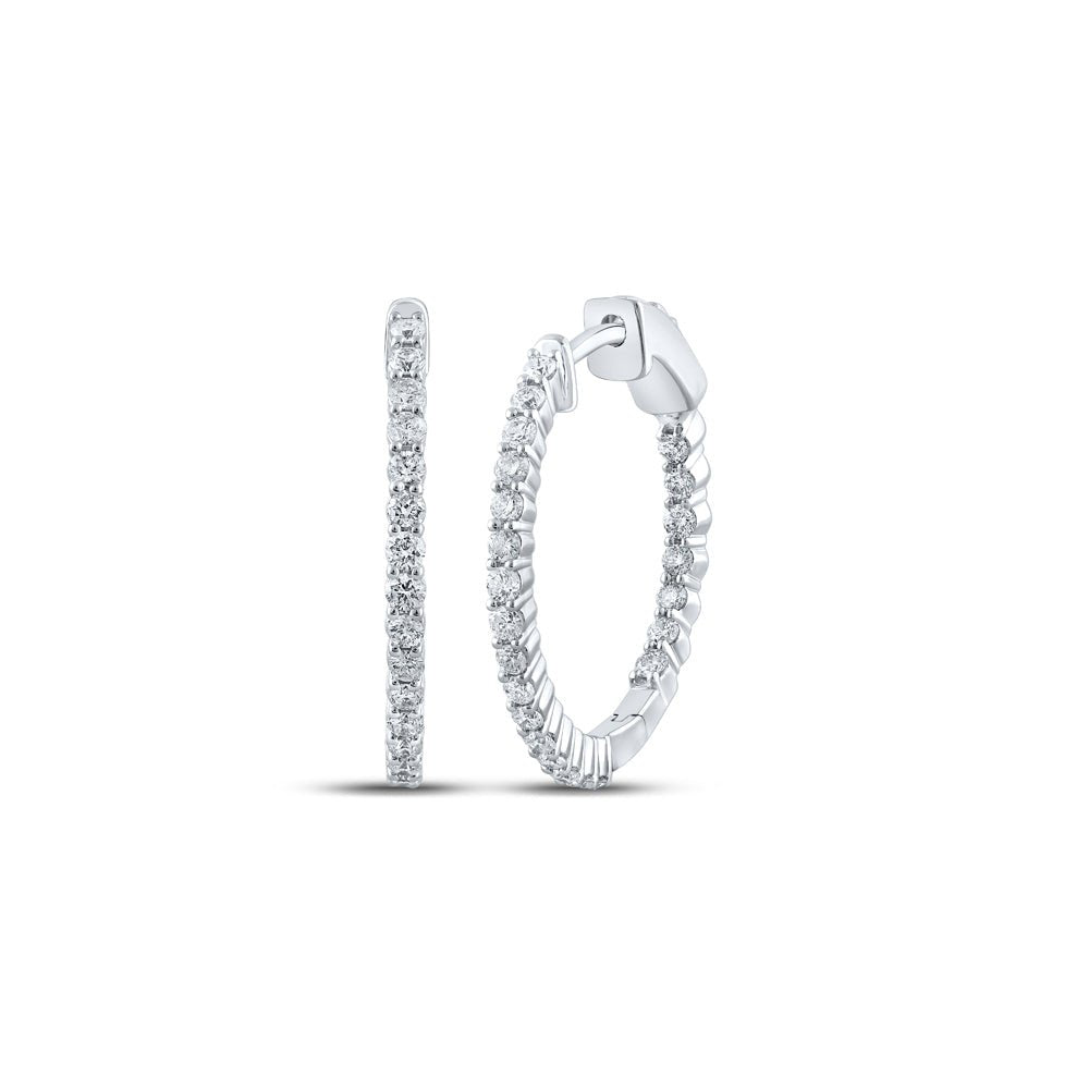 Round Diamond Hoop Earrings 1 Cttw - Splendid Jewellery
