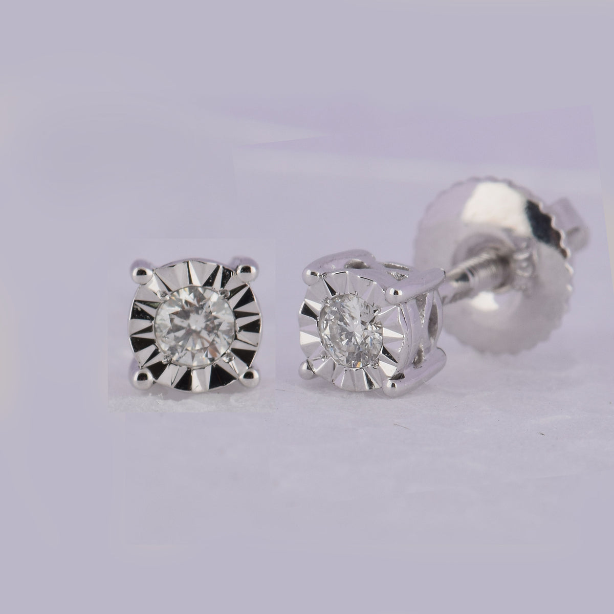 10K White Gold Elegant Stud Earrings with Diamond Gift Edition - Splendid Jewellery