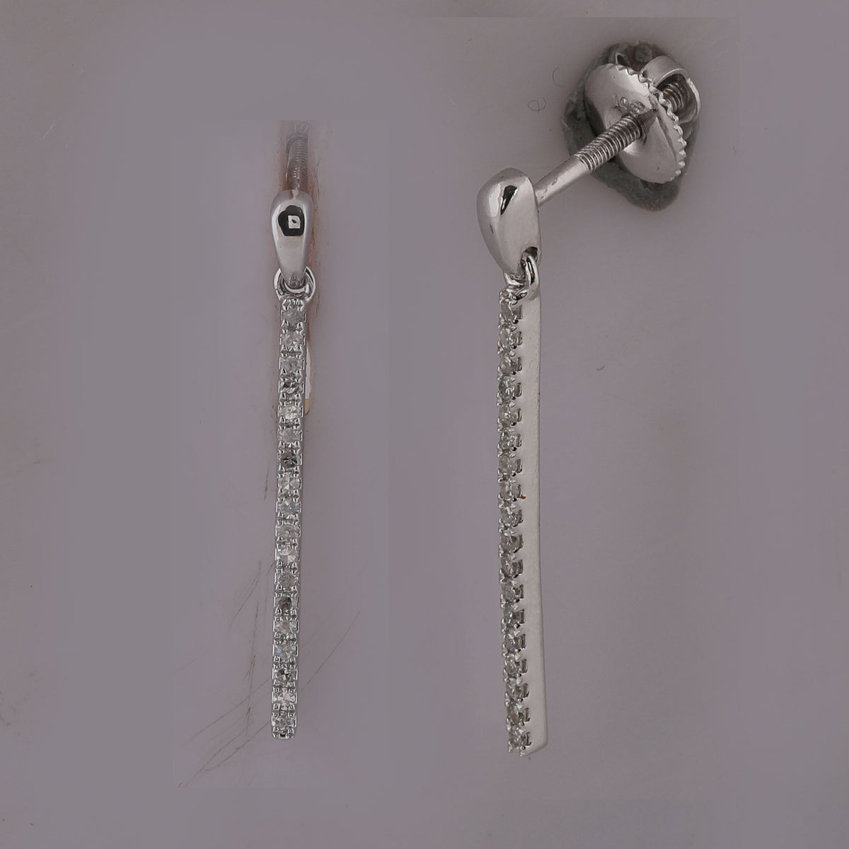 Diamond Drop Earrings in 10K White Gold - Splendid Jewellery