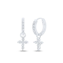 Load image into Gallery viewer, 10K White Gold Round Diamond Hoop Earrings - Splendid Jewellery