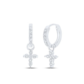 10K White Gold Round Diamond Hoop Earrings - Splendid Jewellery