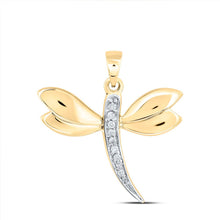 Load image into Gallery viewer, 10K Yellow Gold Round Diamond Accented Dragonfly Womens Winged Bug Insect Charm Pendant . 0.03 Cttw - Splendid Jewellery