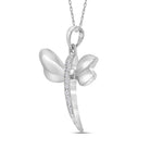 10K White Gold Round Diamond Accented Dragonfly Womens Winged Bug Insect Charm Pendant . 0.03 Cttw - Splendid Jewellery