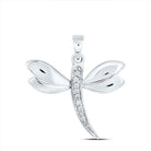 10K White Gold Round Diamond Accented Dragonfly Womens Winged Bug Insect Charm Pendant . 0.03 Cttw - Splendid Jewellery