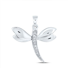 Load image into Gallery viewer, 10K White Gold Round Diamond Accented Dragonfly Womens Winged Bug Insect Charm Pendant . 0.03 Cttw - Splendid Jewellery