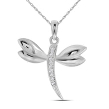 Load image into Gallery viewer, 14K White Gold Round Diamond Womens Butterfly Bug Winged Pendant . 0.03 Cttw - Splendid Jewellery