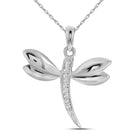 14K White Gold Round Diamond Womens Butterfly Bug Winged Pendant . 0.03 Cttw - Splendid Jewellery