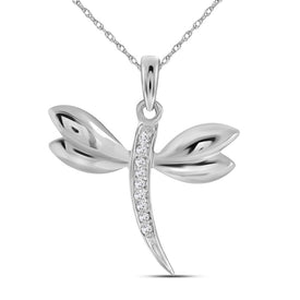14K White Gold Round Diamond Womens Butterfly Bug Winged Pendant . 0.03 Cttw - Splendid Jewellery