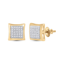 Load image into Gallery viewer, 10kt Yellow Gold Men&#39;s Round Diamond Kite Square Earrings 1/6 Cttw | Dazzling Golden Diamond Studs for Men product Side View from Splendid Jewellery