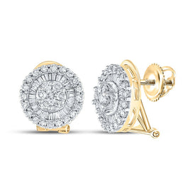 14K Yellow Gold Round Diamond Cluster Earrings - Splendid Jewellery