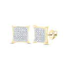 10K Yellow Gold Elegant Cluster Earrings with Diamond with Fine Detail - Splendid Jewellery