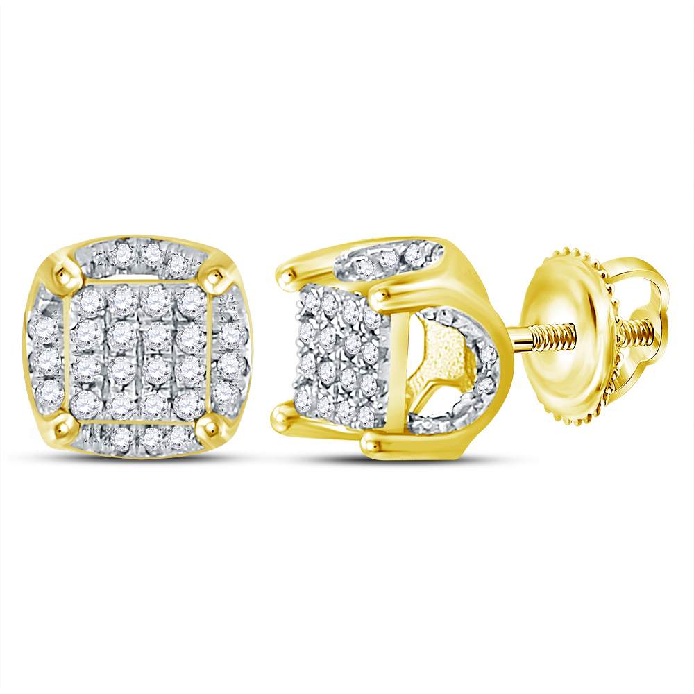 10K Yellow Gold Round Diamond Cluster Stud Earrings 1/5 Cttw - Splendid Jewellery