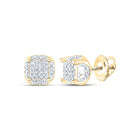 10K Yellow Gold Round Diamond Cluster Stud Earrings 1/5 Cttw - Splendid Jewellery
