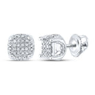 10K White Gold Round Diamond Cluster Stud Earrings 1/5 Cttw - Splendid Jewellery