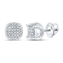 Load image into Gallery viewer, 10K White Gold Round Diamond Cluster Stud Earrings 1/5 Cttw - Splendid Jewellery