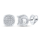 10K White Gold Round Diamond Cluster Stud Earrings 1/5 Cttw - Splendid Jewellery