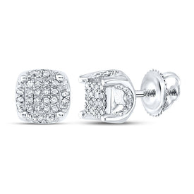 10K White Gold Round Diamond Cluster Stud Earrings 1/5 Cttw - Splendid Jewellery